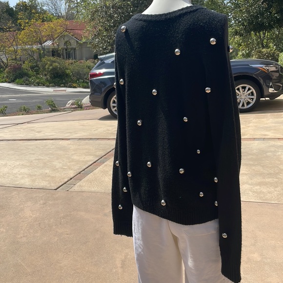 Alice + Olivia Womens Gleeson Metal Ball Detail Knit Sweater M black $495 - Picture 9 of 11